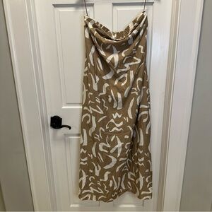 Dress Forum Strapless Tan and White Dress (C)